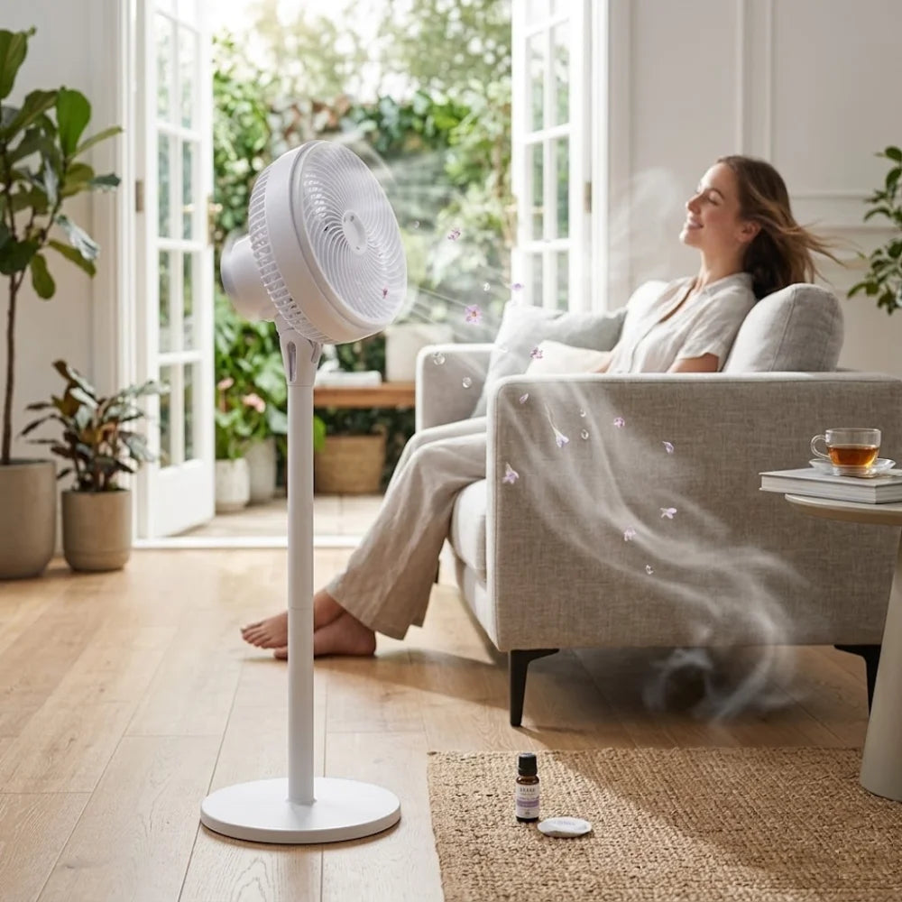 Ventilador de pie con aromaterapia